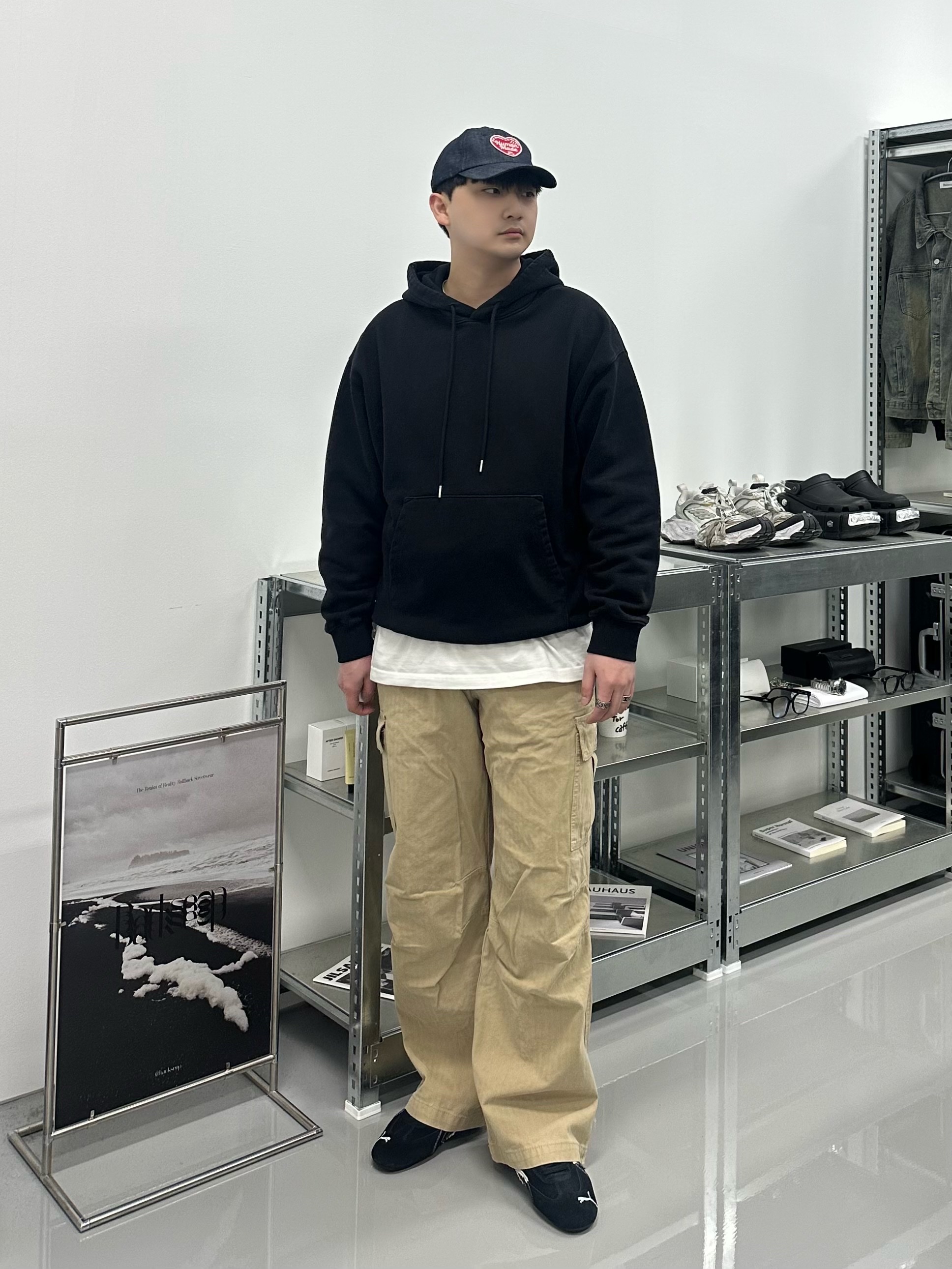 Human Made 6 Panel Denim Cap Indigo 착용 스타일 - 2