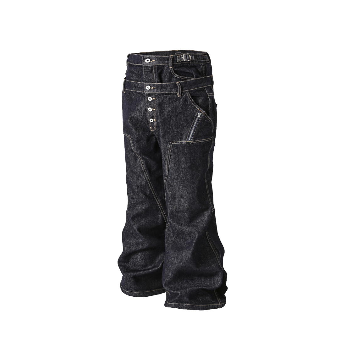 로어링라드 더블 오비 짚 데님 팬츠 인디고(ROARINGRAD Double Obi Zip Denim Pants Indigo)