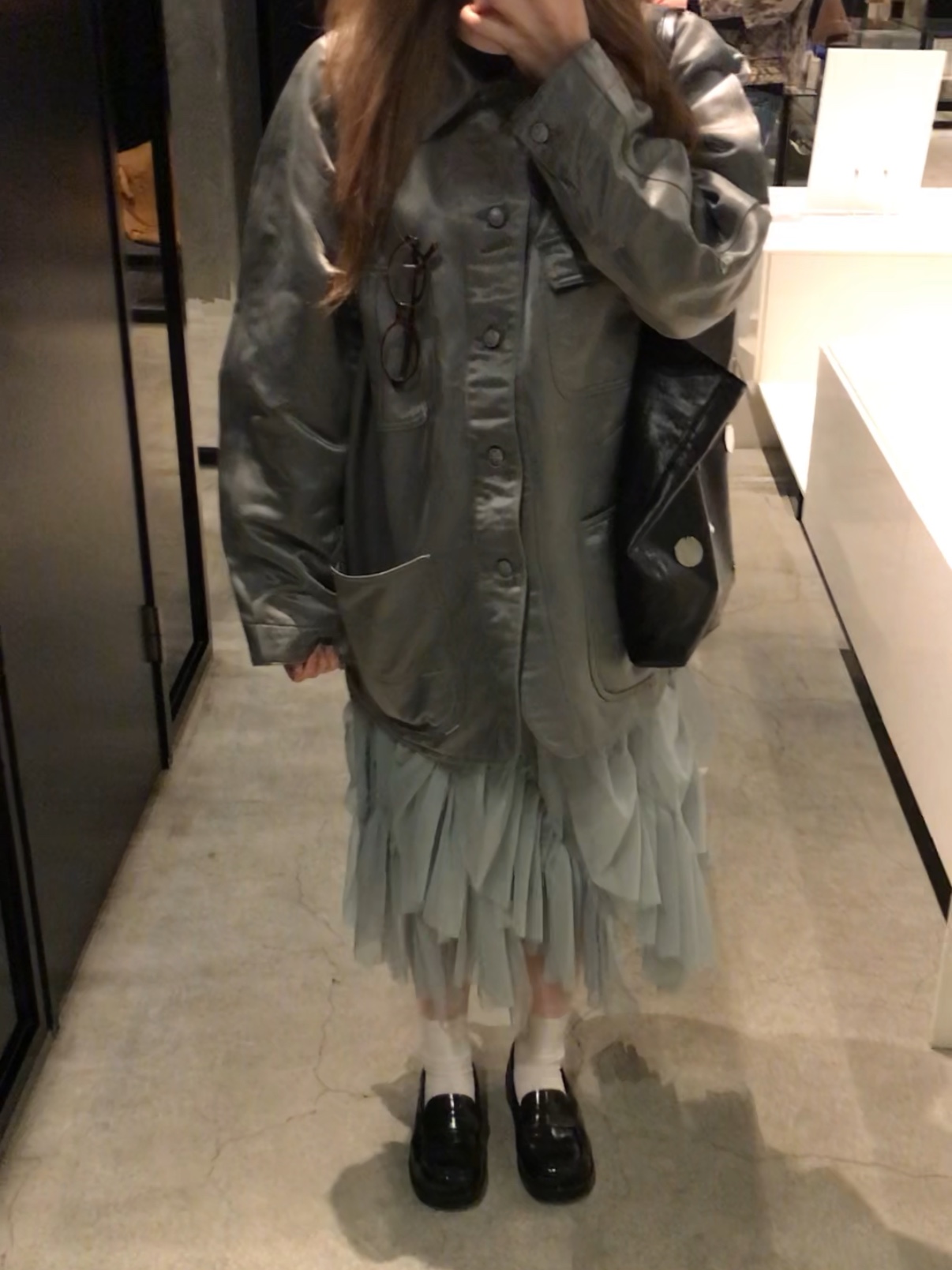 Haruta HS-4900 Oiko Loafer Black, Needles Coverall C/N Sateen Olive 착용 스타일 - 2
