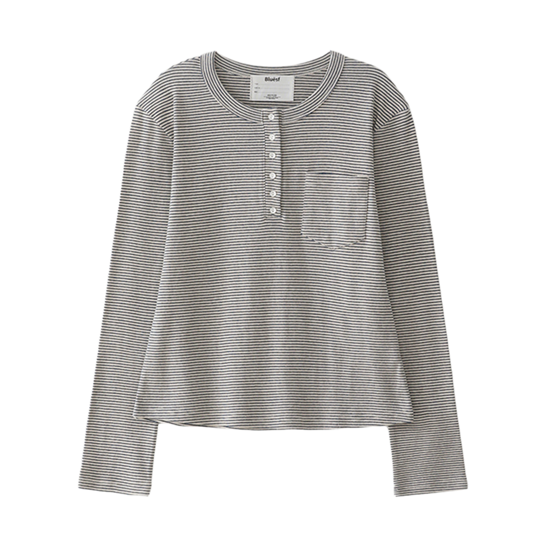 블루 선플라워 블룸 스트라이프 헨리넥(Blue Sunflower Bloom Stripe Henley Neck)