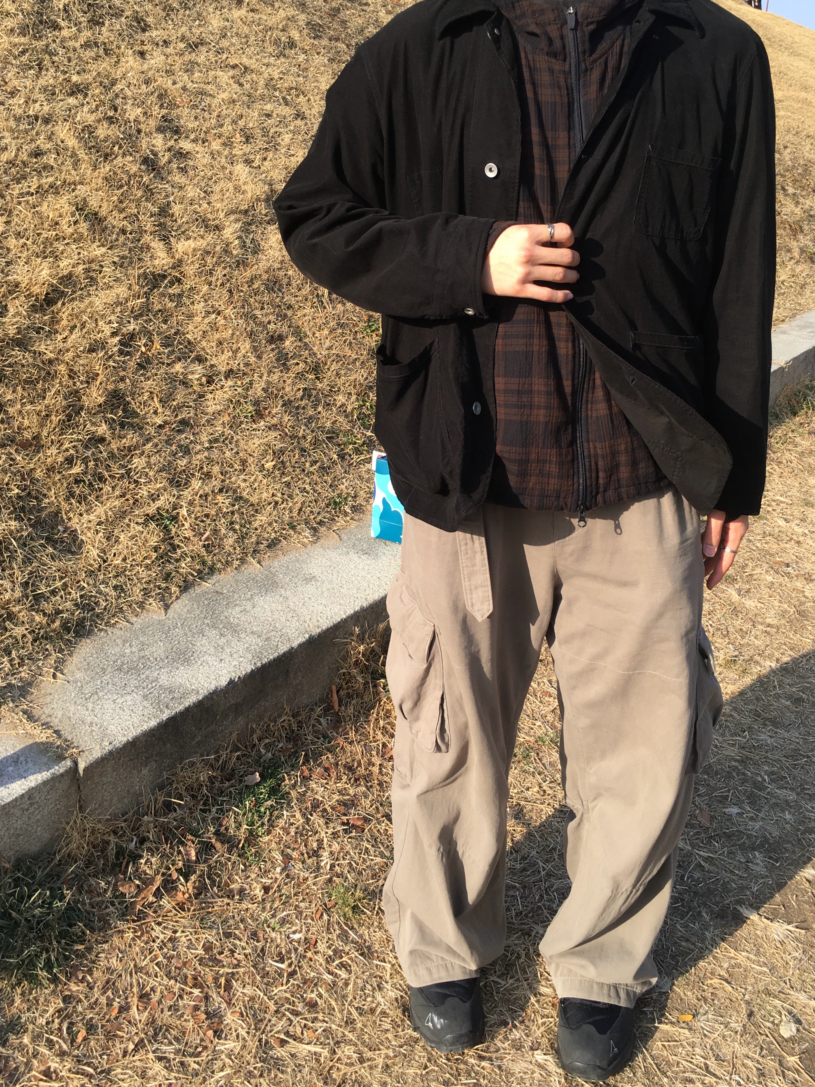 Polyteru Chore Jacket (Coverall Jacket) 23 ver. Black, Polyteru Human Index Human Check Hoodie Parka Brown 착용 스타일 - 2