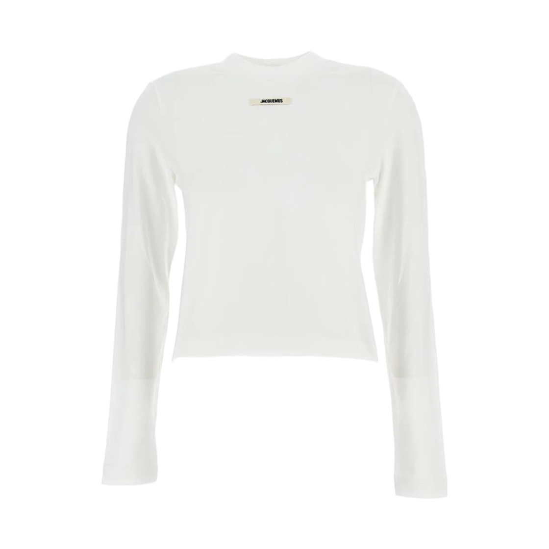 (W) 자크뮈스 그로그랭 로고 롱슬리브 티셔츠 화이트((W) Jacquemus Grosgrain Logo Long Sleeve T-Shirt White)