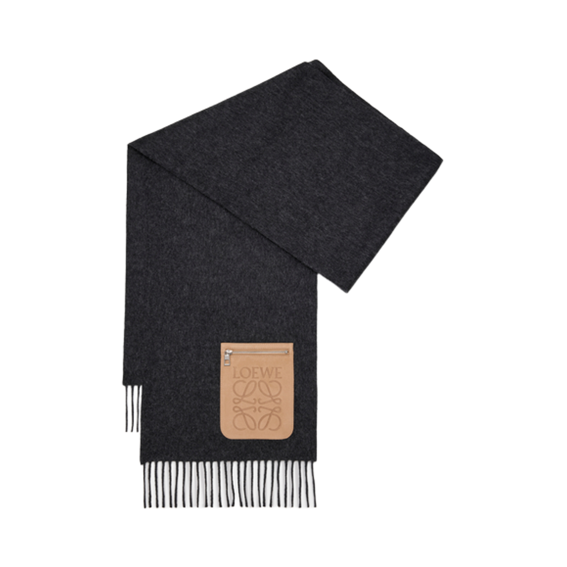 (W) 로에베 울 캐시미어 머플러 다크 그레이 멜란지((W) Loewe Wool Cashmere Muffler Dark Grey Melange) - 1