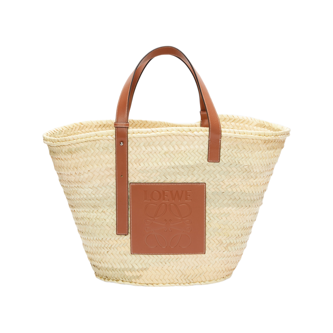 ACBKS81X01-2435 Loewe Palm Leaf Calfskin Large Classic Basket Bag Natural Tan