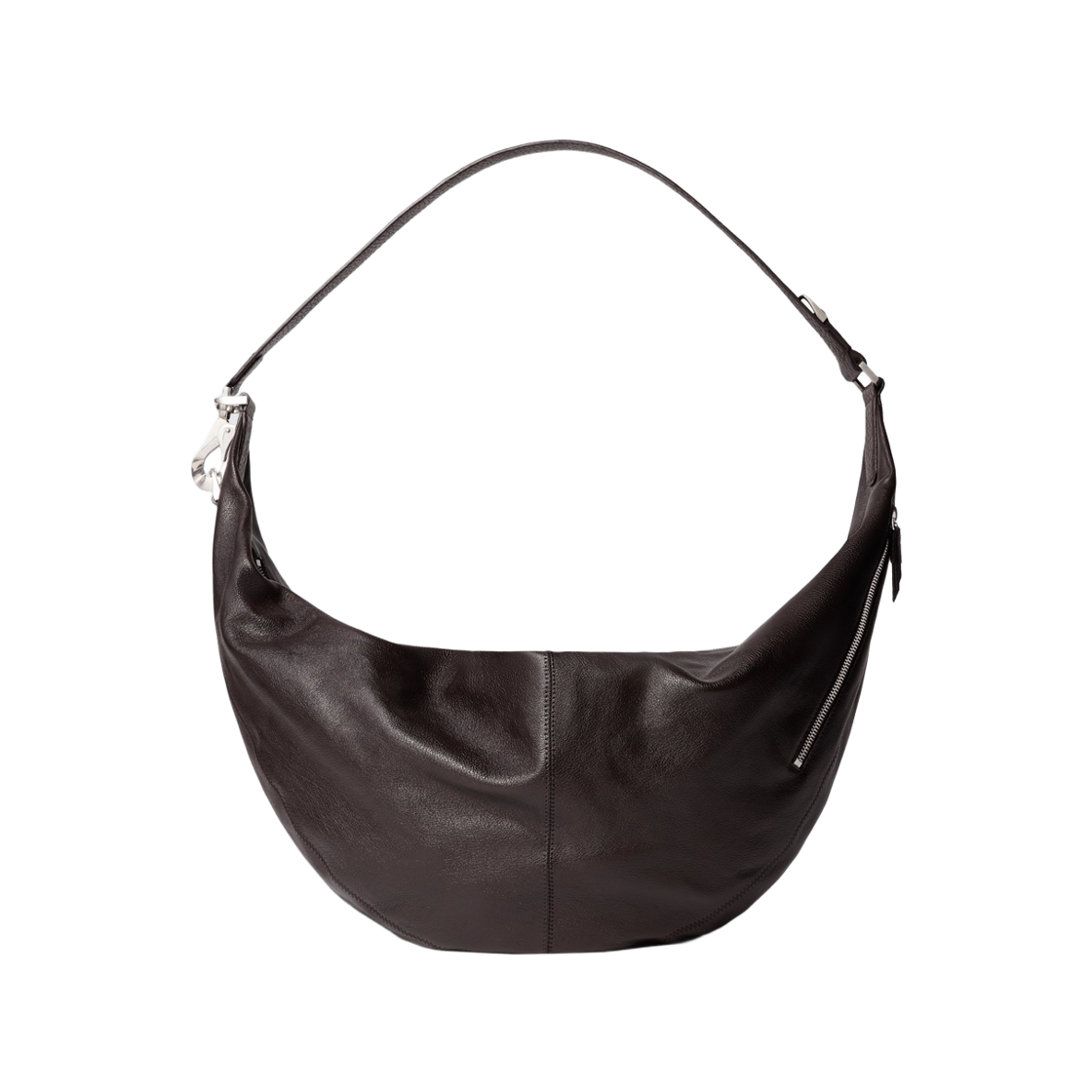BG0197-LL0171-490 Lemaire Large Quiver Clip Bag in Leather Dark Chocolate