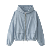 Blue Sunflower City Hooded Windbreaker Blue