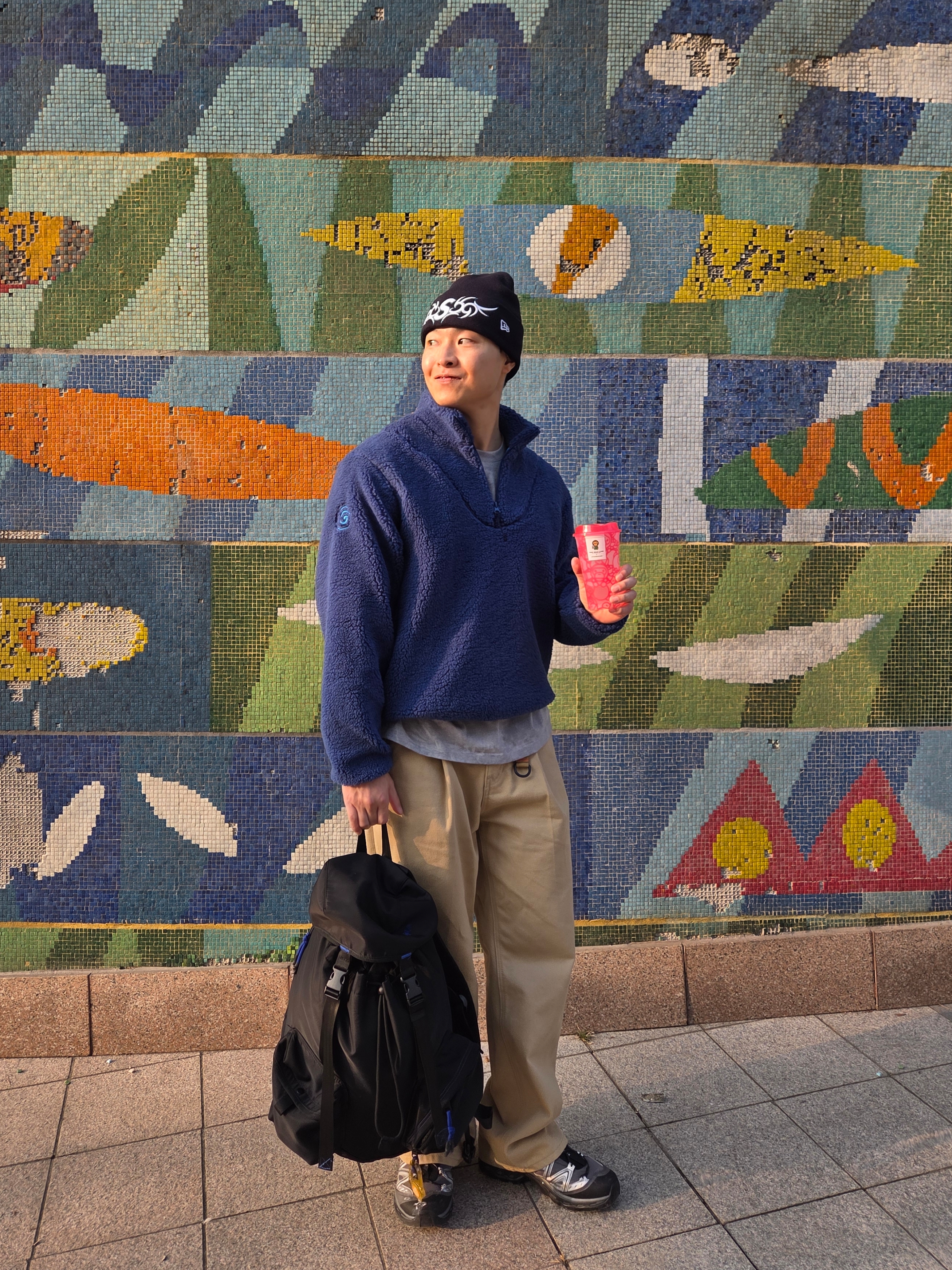 Supreme New Era Tribal S Logo Beanie Navy - 25FW, Ostrya 25FW Bluebird Shearling Fleece Navy 착용 스타일 - 1