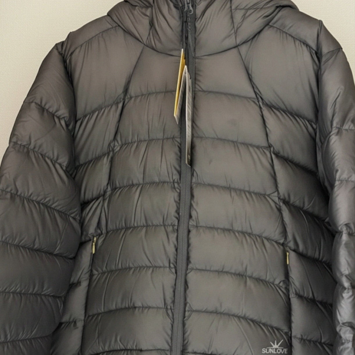 Sunlove Hooded Fly Light Down Jacket Grey 착용 스타일