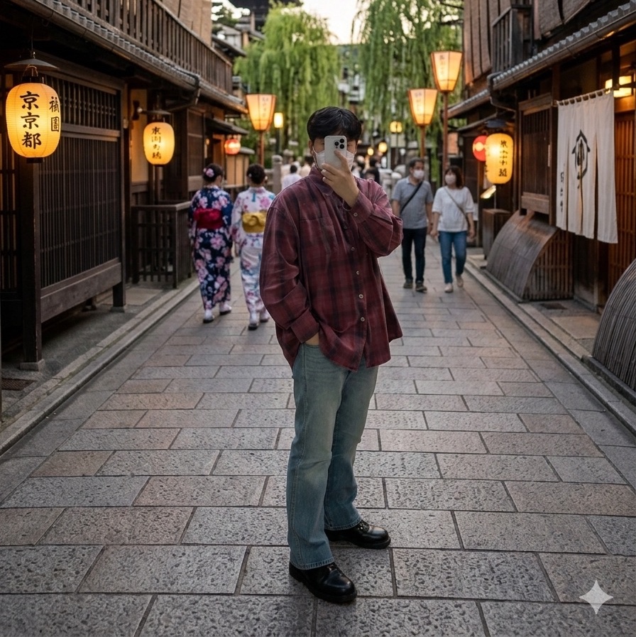 Our Legacy Borrowed Shirt Lowa Flannel Check Pink Grey, Dr. Martens 1461 Silver Arcadia Multi 착용 스타일