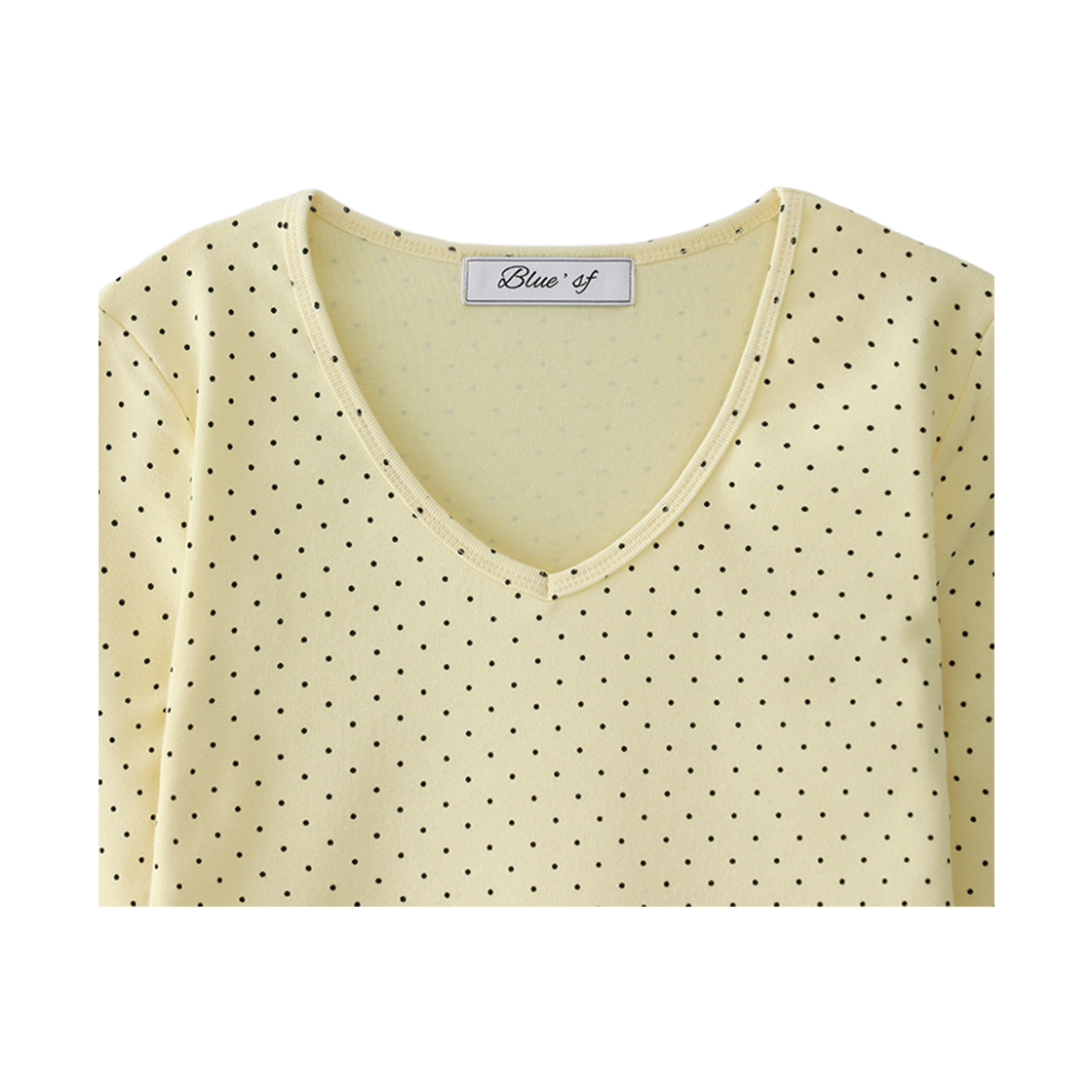 블루 선플라워 도트 브이넥 티(Blue Sunflower Dot V-Neck Tee) - 4
