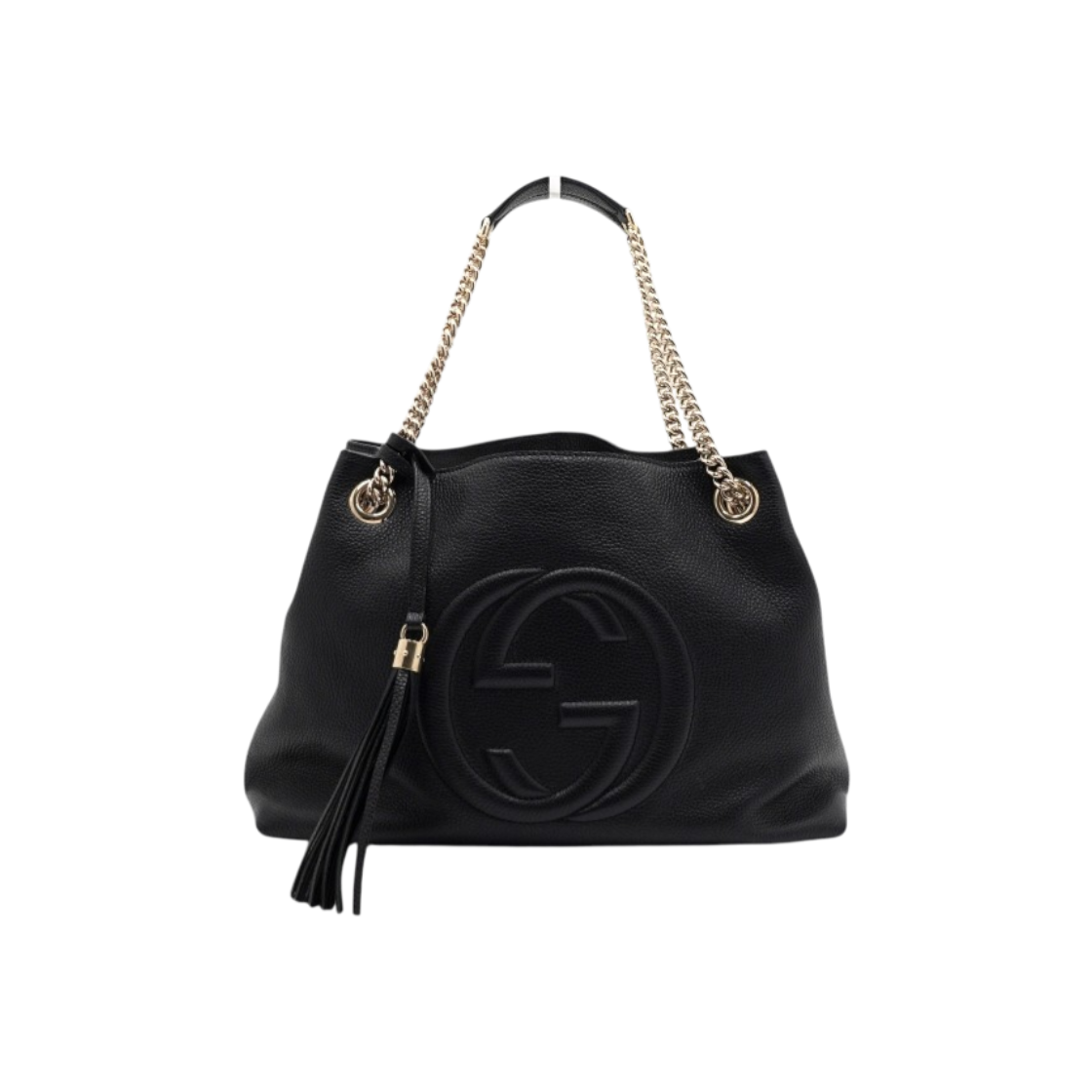 ITESNAPPRLDJ Gucci 536196 GG Black Soho Tassel Gold Chain Shoulder Bag