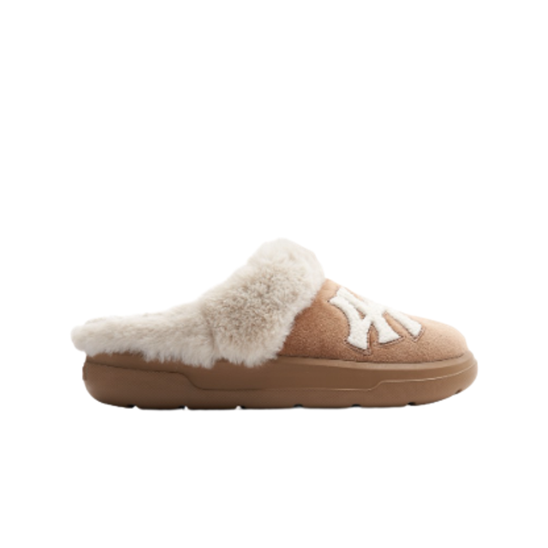 3AWBPSF46-50CAD MLB Bouncer Fur Mules New York Yankees Beige