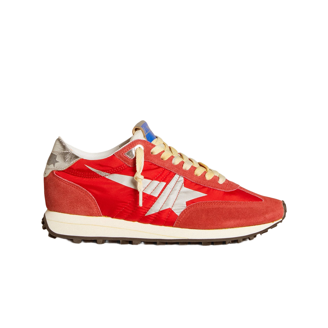 GWF00683-F005492-40399 (W) Golden Goose Marathon Nylon Silver Star Sneakers Red
