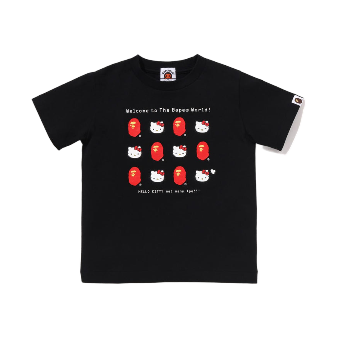 (키즈) 베이프 x 산리오 캐릭터즈 헬로 키티 티셔츠 블랙((Kids) BAPE x Sanrio Characters Hello Kitty T-Shirt Black) - 1