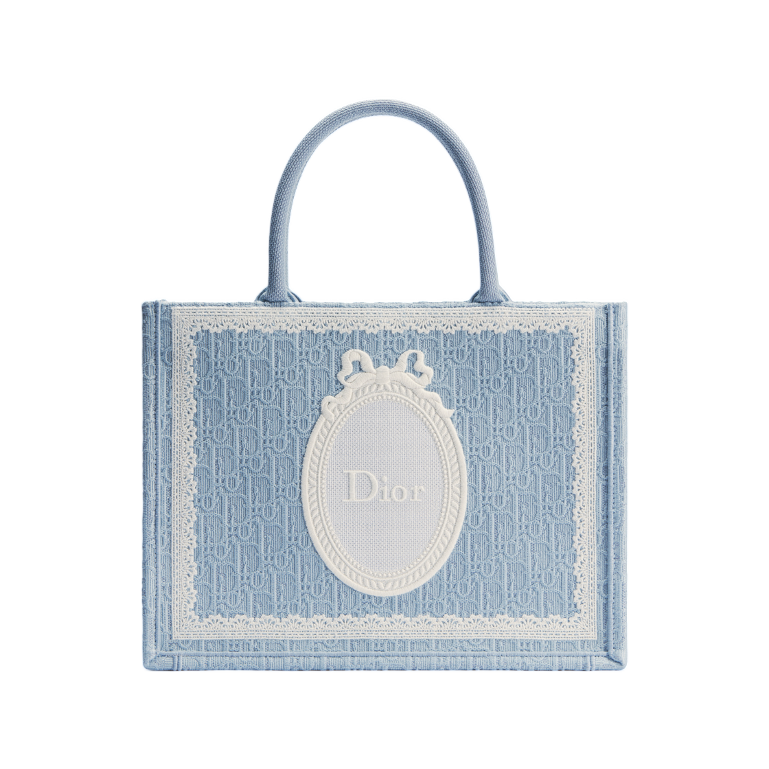 디올 미디움 디올 북 토트 스트랩 디올 오블리크 자수 레이스 앤 디올 메달리온 셀레스티얼 블루(Dior Medium Dior Book Tote With Strap Dior Oblique Embroidery With Lace And Dior Medaillon Celestial Blue) - 1