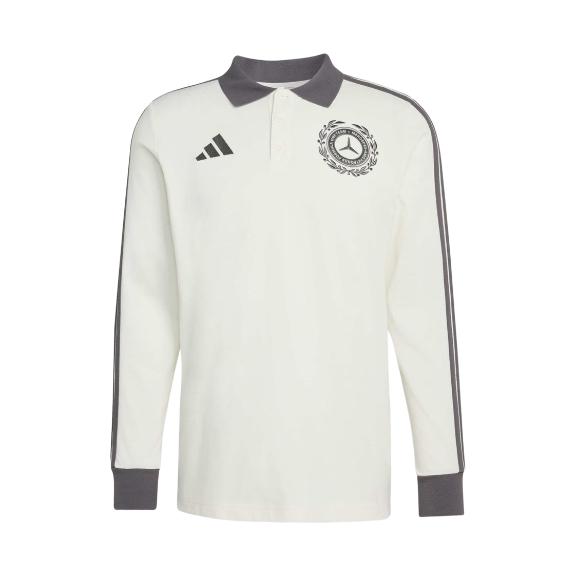 아디다스 x 메르세데스 AMG 페트로나스 F1 팀 실버 애로우 아이콘 폴로 오프 화이트 그래닛 - US 사이즈 (논 마킹 버전)(Adidas x Mercedes AMG Petronas F1 Team Silver Arrow Icon Polo Off White Granite - US Sizing (Non Marking Ver.)) - 1