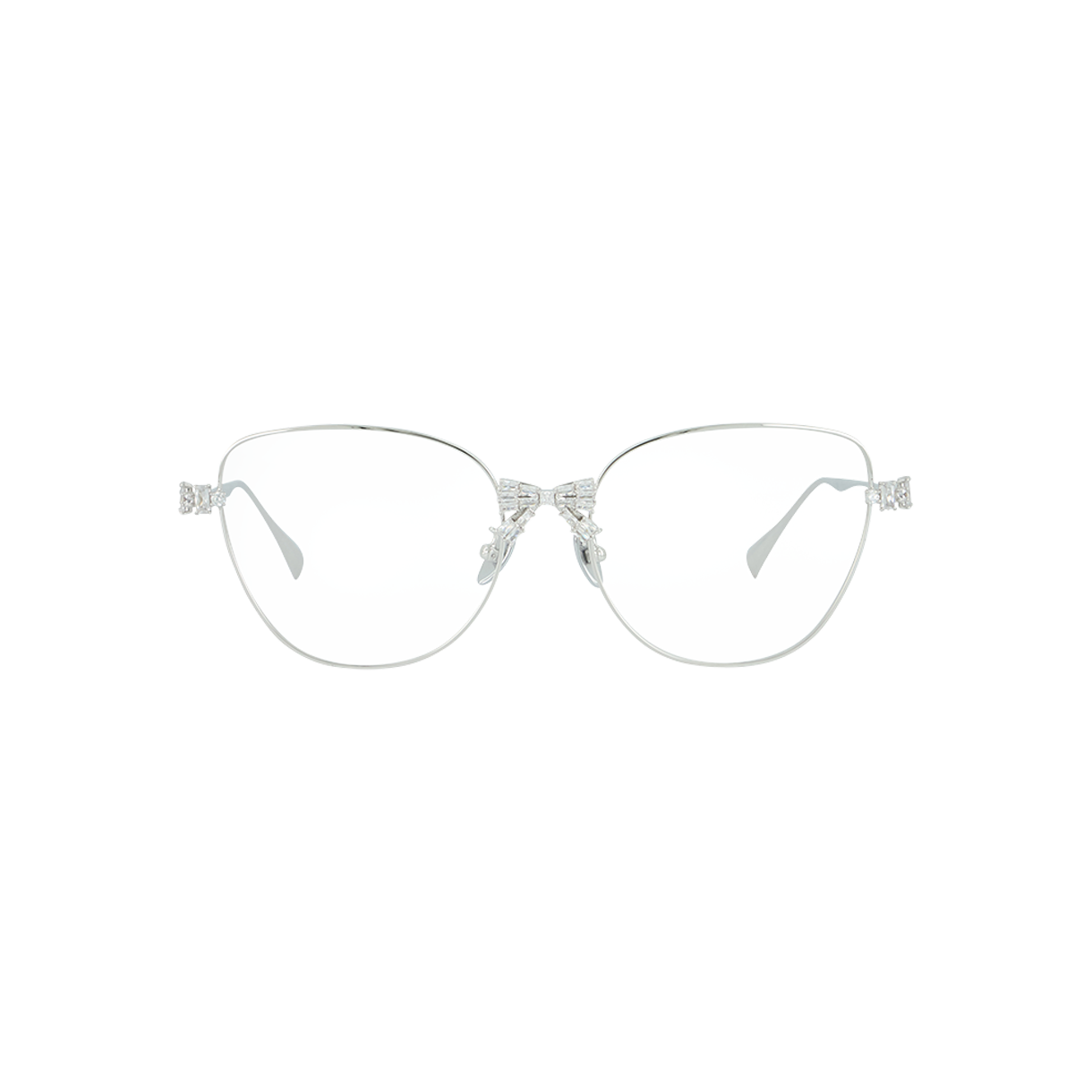위민 보우노트 데코레이션 라지 프레임 글래스 실버 - 26SS(Yvmin Bowknot Decoration Large Frame Glasses Silver - 26SS)
