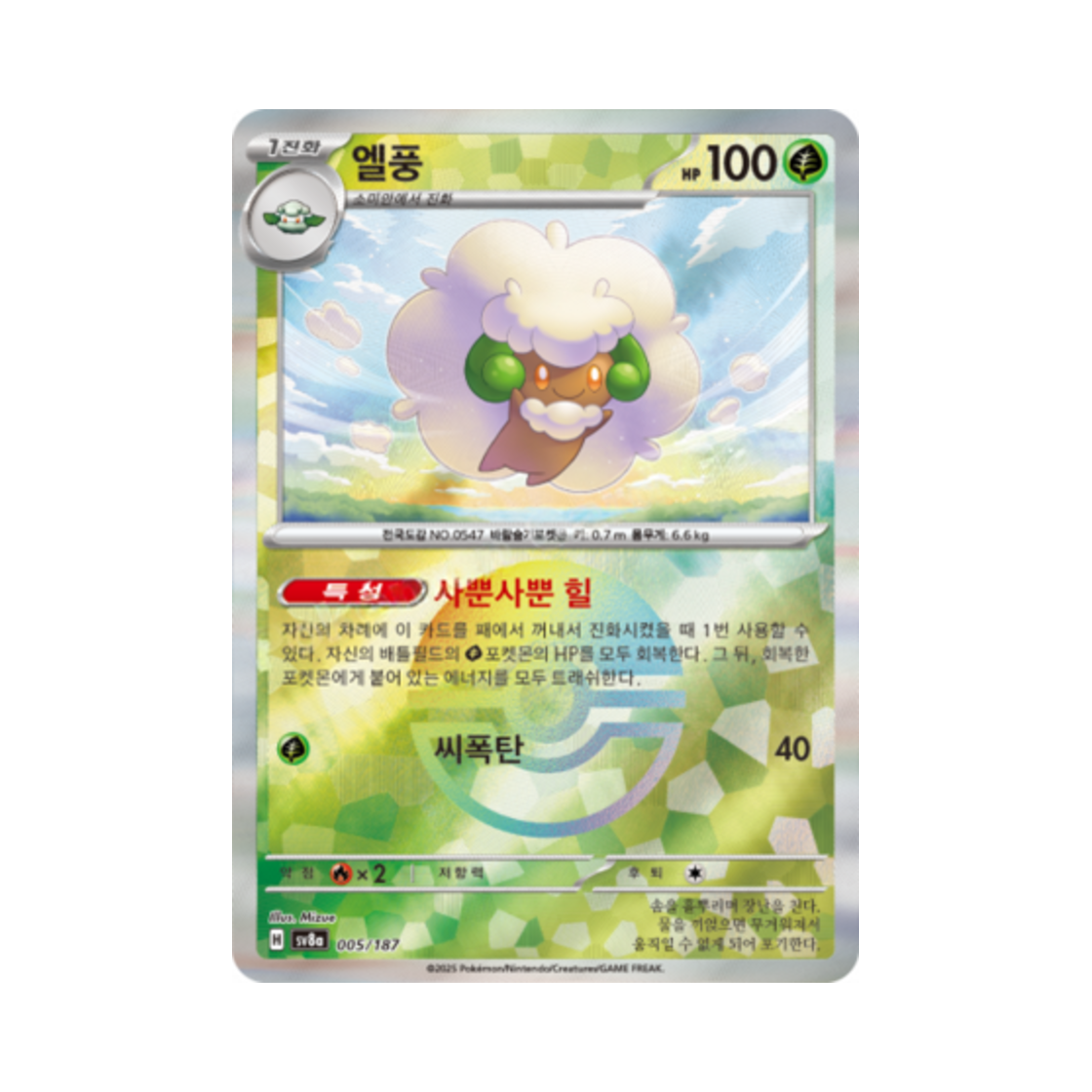 포켓몬 TCG 엘풍 몬스터볼 미러 테라스탈 페스타 ex (한글판)(Pokemon TCG Whimsicott Monsterball Mirror Terastal Fest ex (Korean Ver.)) - 1