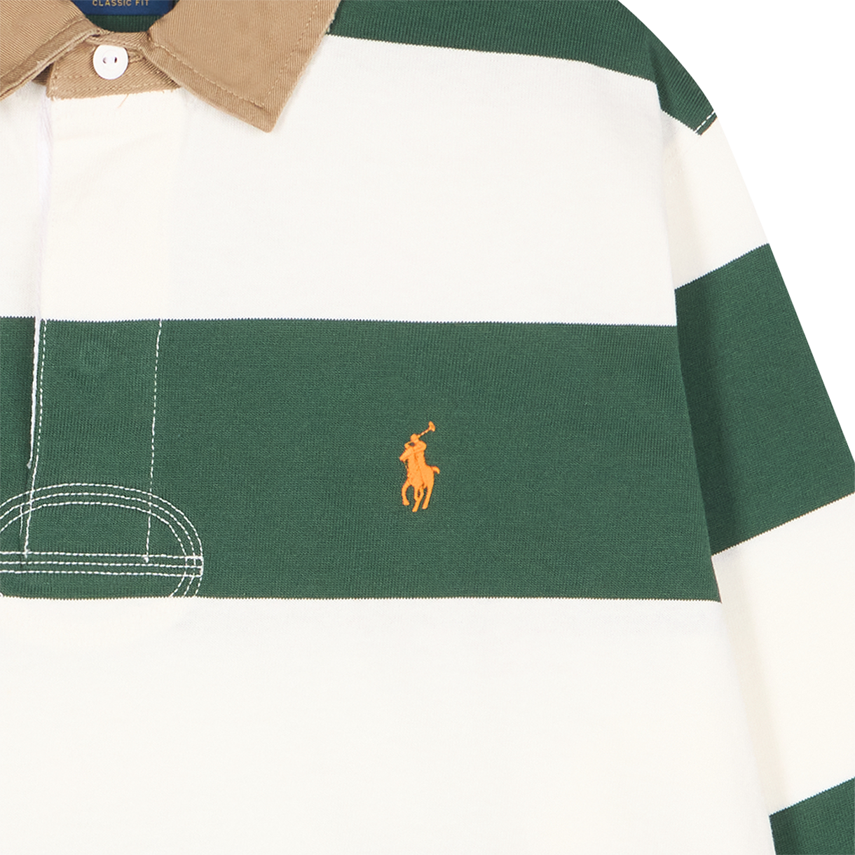 [10%적립] 폴로 랄프 로렌 클래식 핏 카키 칼라 럭비 셔츠 그래스 그린 트로피 크림 - 26SS([10%적립] Polo Ralph Lauren Classic Fit Khaki Collar Rugby Shirt Grass Green Trophy Cream - 26SS) - 5