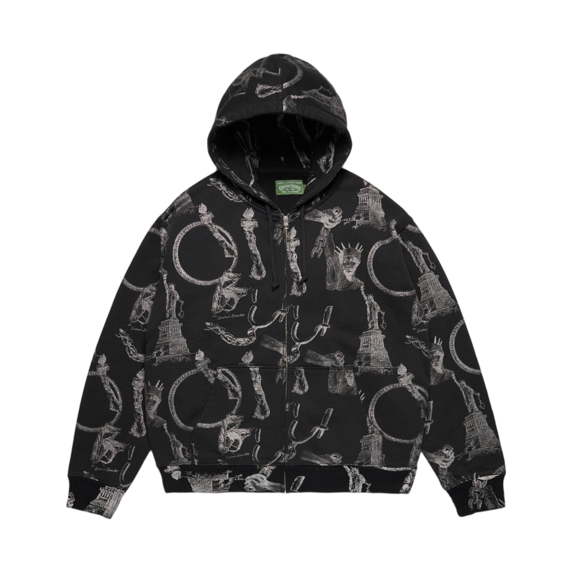 데님 티어스 플레이트 집 후드 블랙(Denim Tears Plates Zip Hoodie Black) - 1