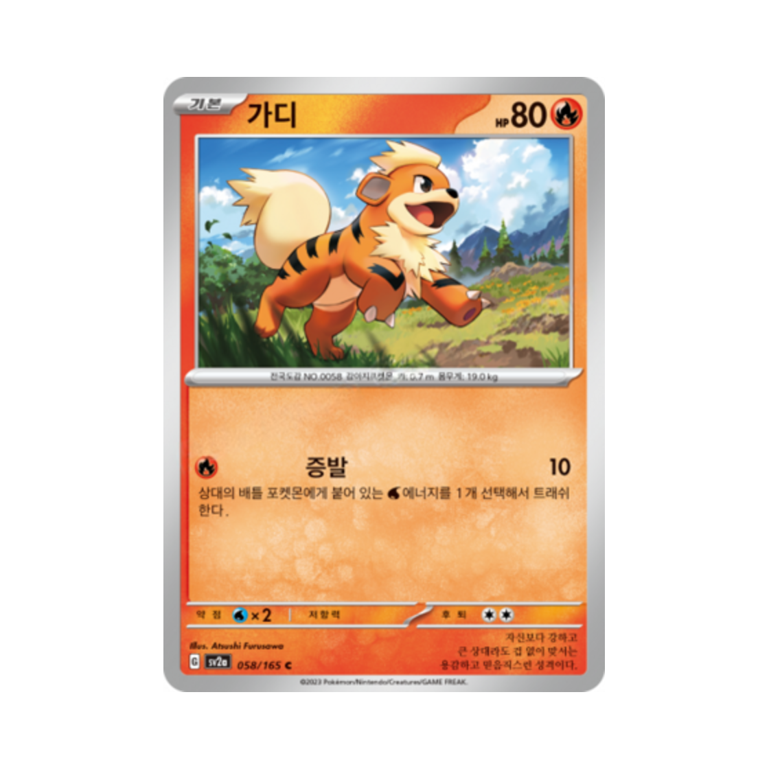 포켓몬 TCG 가디 C 포켓몬 카드 151 (한글판)(Pokemon TCG Growlithe C Pokemon Card 151 (Korean Ver.)) - 1