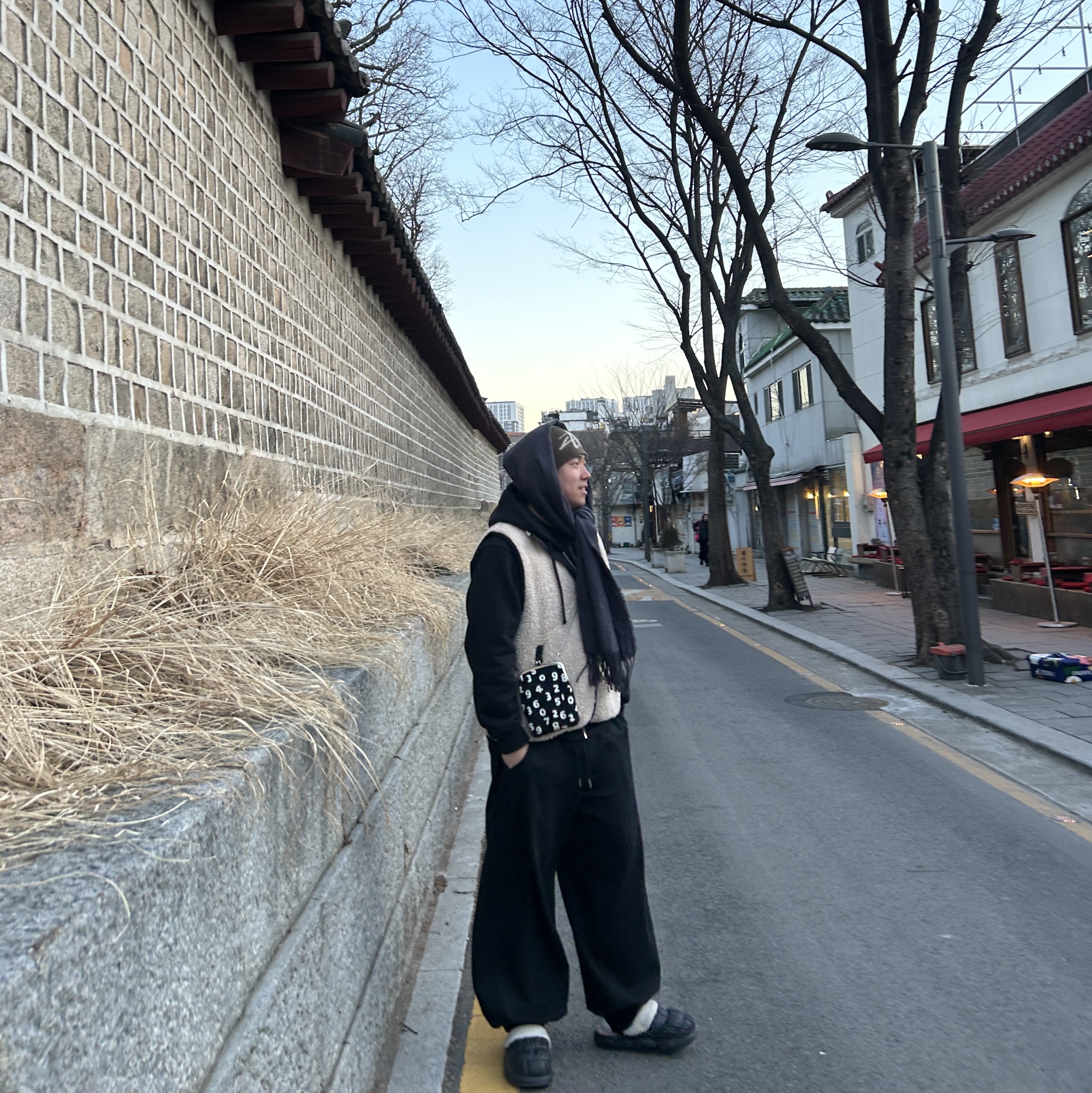 Stussy Sherpa Reversible Vest Beige, Stussy Brushed Out Stock Skullcap Beanie Brown 착용 스타일 - 3