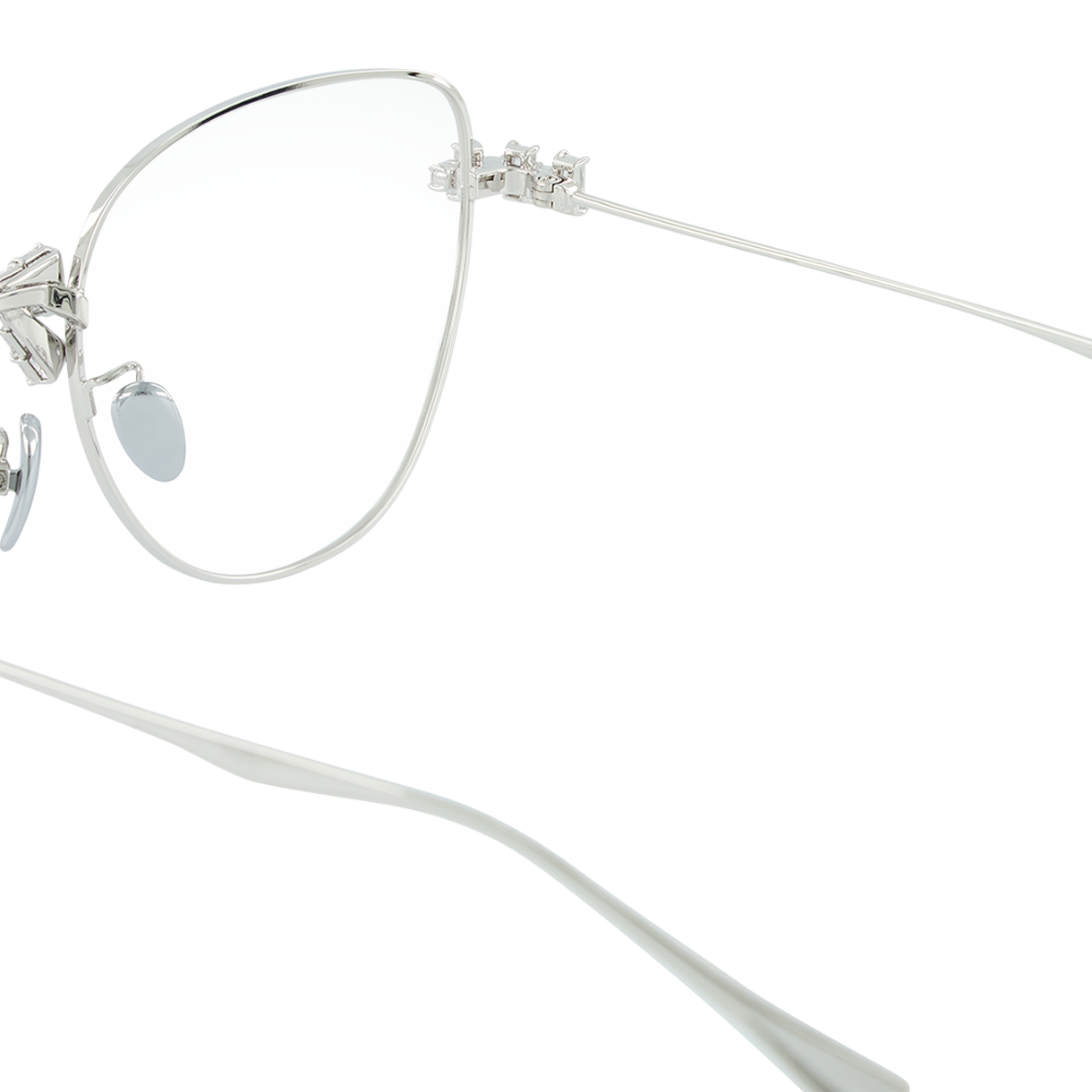 위민 보우노트 데코레이션 라지 프레임 글래스 실버 - 26SS(Yvmin Bowknot Decoration Large Frame Glasses Silver - 26SS) - 5