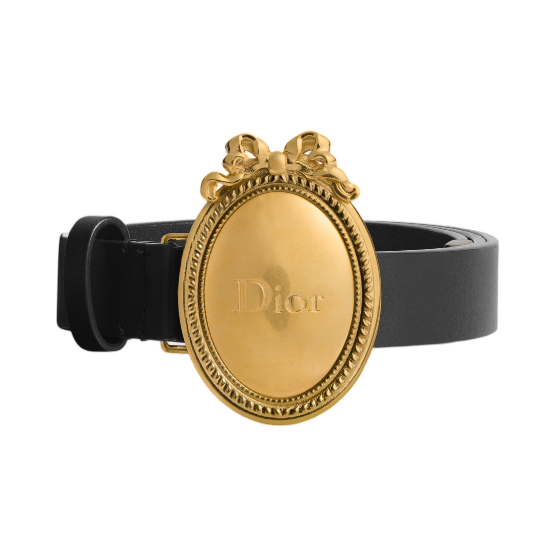 B1022QGBK-M900 (W) Dior 25mm Medaillon Belt Toledo Calfskin Black