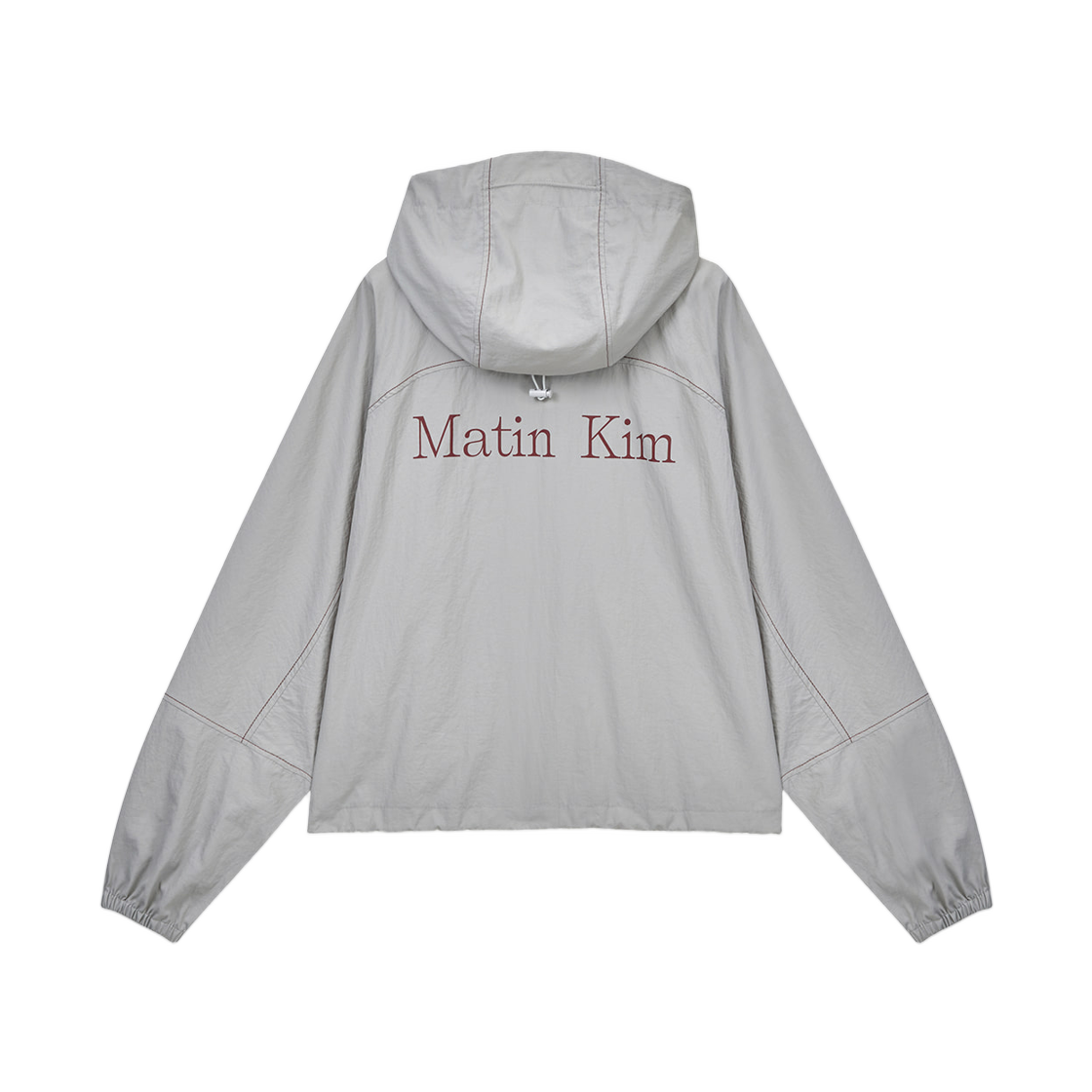 (W) 마뗑킴 크롭 백 로고 후디 윈드 브레이커 라이트 베이지((W) Matin Kim Cropped Back Logo Hoody Wind Breaker In Light Beige) - 2