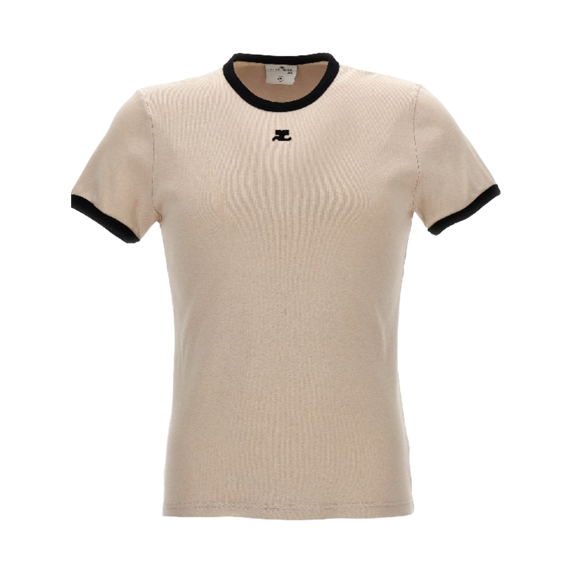 123JTS020JS0070B093 (W) Courreges Logo Contrast Cotton T-Shirt Beige