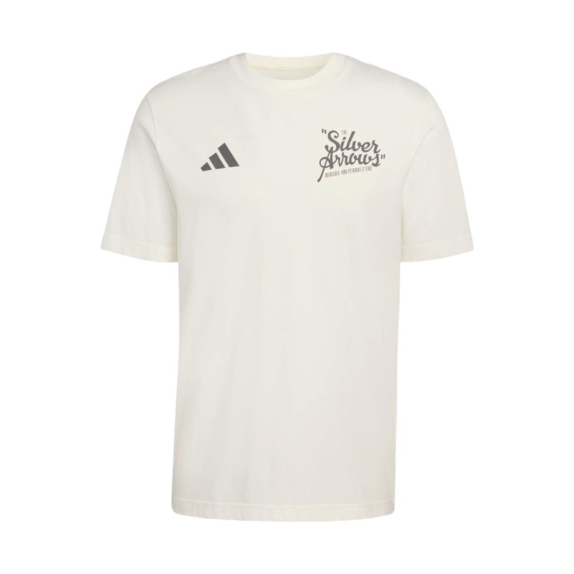 아디다스 x 메르세데스 AMG 페트로나스 F1 팀 실버 애로우 티셔츠 오프 화이트 그래닛 - US 사이즈(Adidas x Mercedes AMG Petronas F1 Team Silver Arrow T-Shirt Off White Granite - US Sizing) - 1