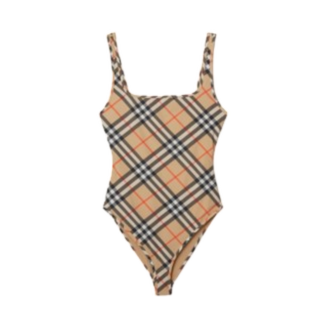 8120073 (W) Burberry Check Swimsuit Sand Beige