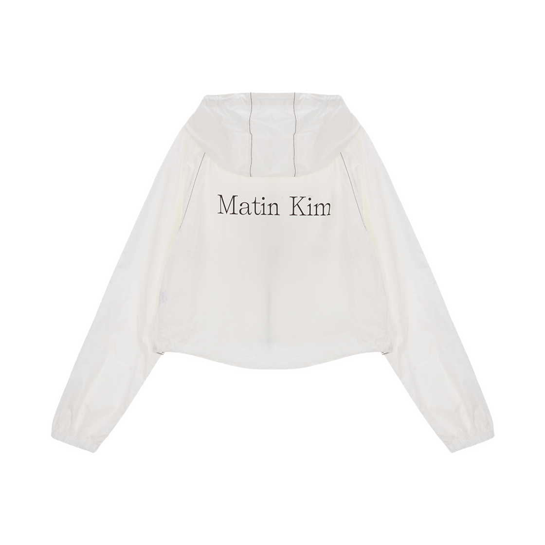 (W) 마뗑킴 마틴 크롭 후디 코팅 점퍼 화이트((W) Matin Kim Matin Crop Hoody Coating Jumper In White) - 2