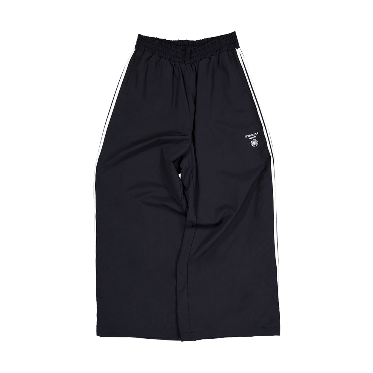 언더마이카 무.149 콤비 사이드 더블 라인 나일론 트랙 팬츠 블랙(Undermycar Mu.149 Combi Side Double Line Nylon Track Pants Black)