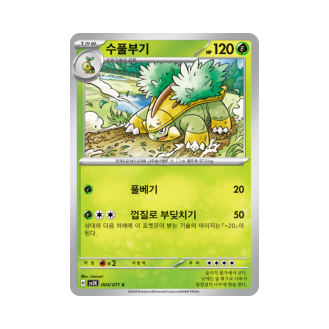 포켓몬 TCG 수풀부기 C 와일드포스 (한글판)(Pokemon TCG Grotle C Wild Force (Korean Ver.))