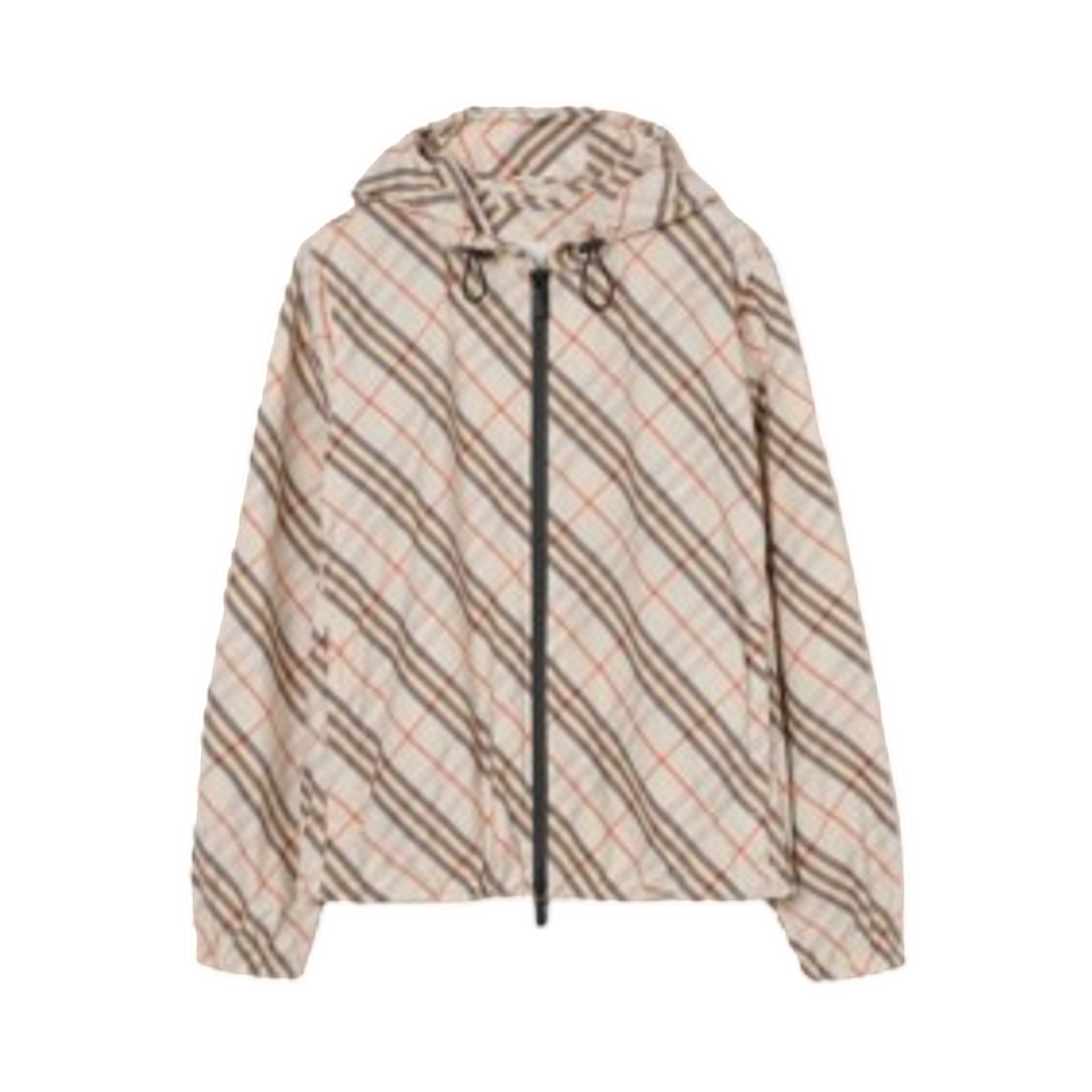 8123139 (W) Burberry Check Salcombe Hooded Jacket Pebble Beige