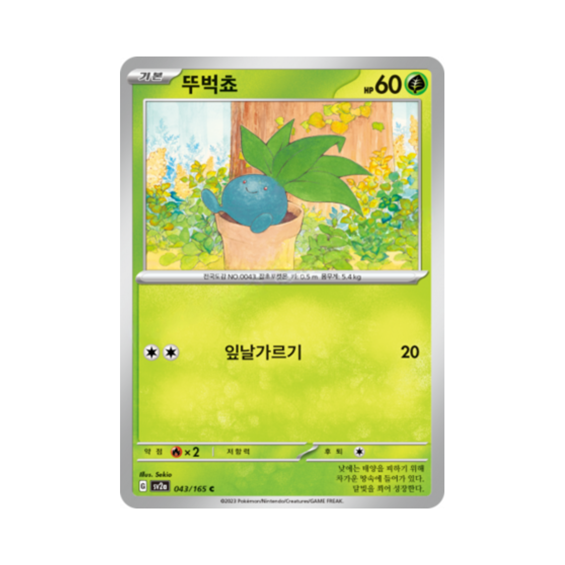 포켓몬 TCG 뚜벅쵸 C 포켓몬 카드 151 (한글판)(Pokemon TCG Oddish C Pokemon Card 151 (Korean Ver.)) - 1