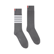 Thom Browne Lightweight Cotton 4-Bar Mid Calf Socks Medium Grey