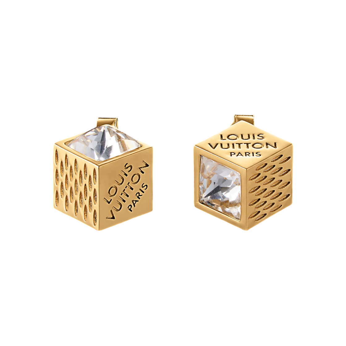 M04079 (W) Louis Vuitton LV Cube Earrings Gold