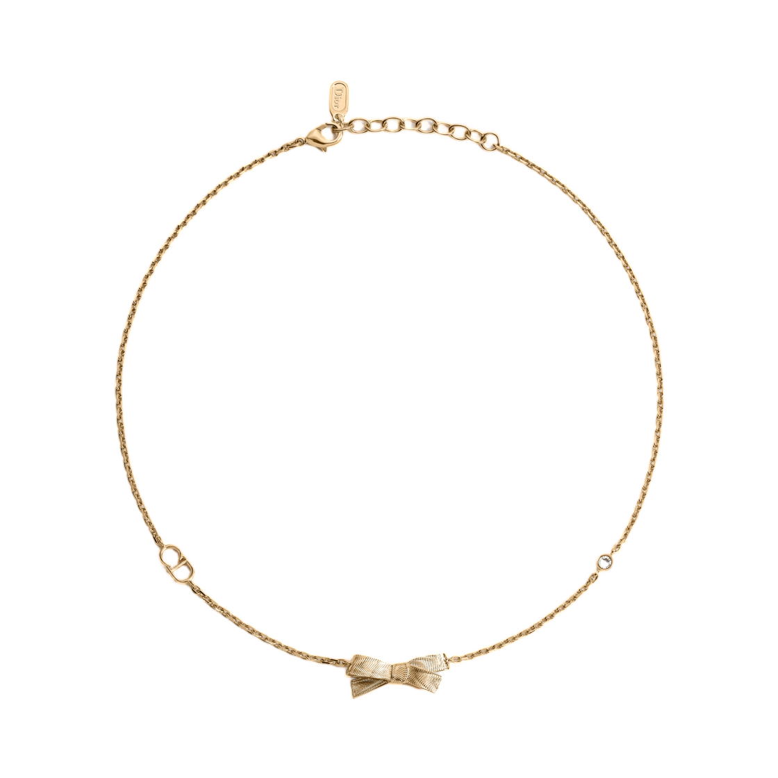 N3684WOMCY-D319 (W) Dior CD Bow Necklace Finish Metal And Crystal Gold