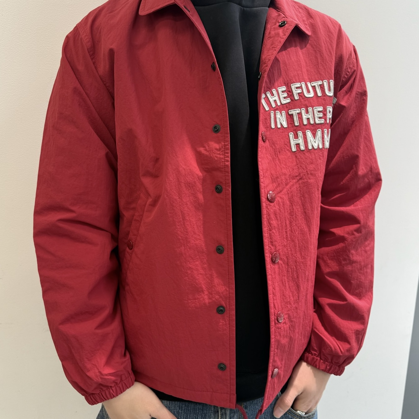 Human Made Coach Jacket Red 착용 스타일 - 3