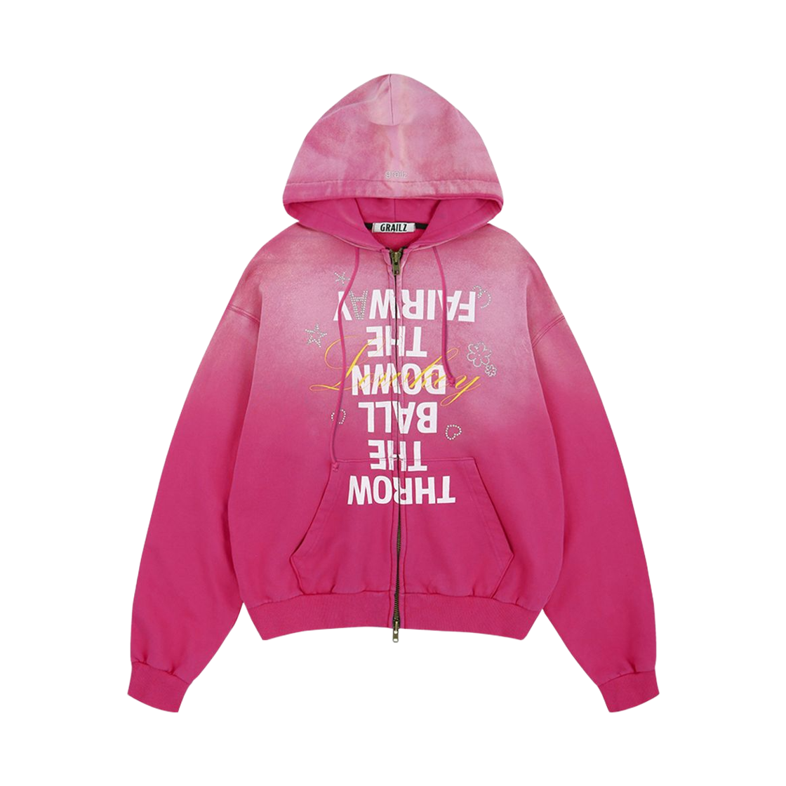 - Grailz Over Graphic Vintage Zip Hoodie Pink