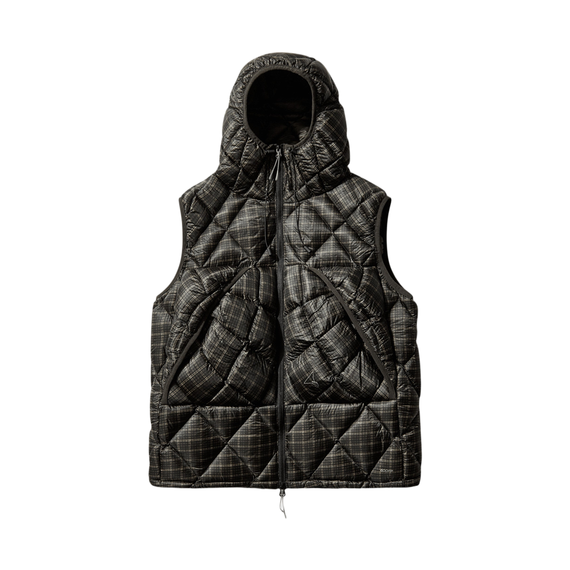 로아 누나 600 필 파워 프린티드 체크 후드 다운 베스트 앤트러사이트(ROA Nuna 600 Fill Power Printed Check Hooded Down Vest Anthracite)