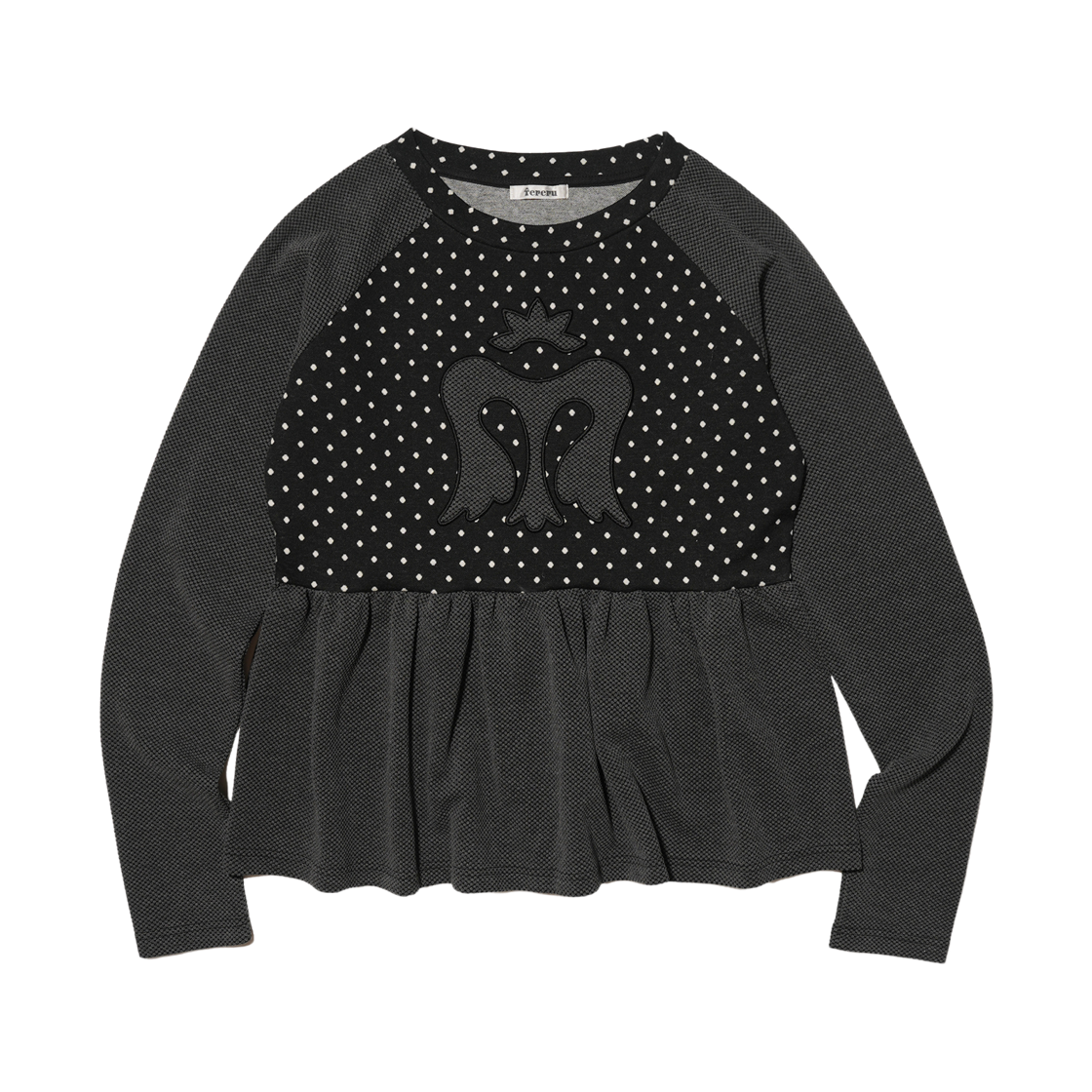 테레루 러플 포인트 롱 슬리브 블랙(TERERU Ruffle Point Long Sleeve Black) - 1