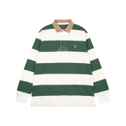 [10%적립] Polo Ralph Lauren Classic Fit Khaki Collar Rugby Shirt Grass Green Trophy Cream - 26SS