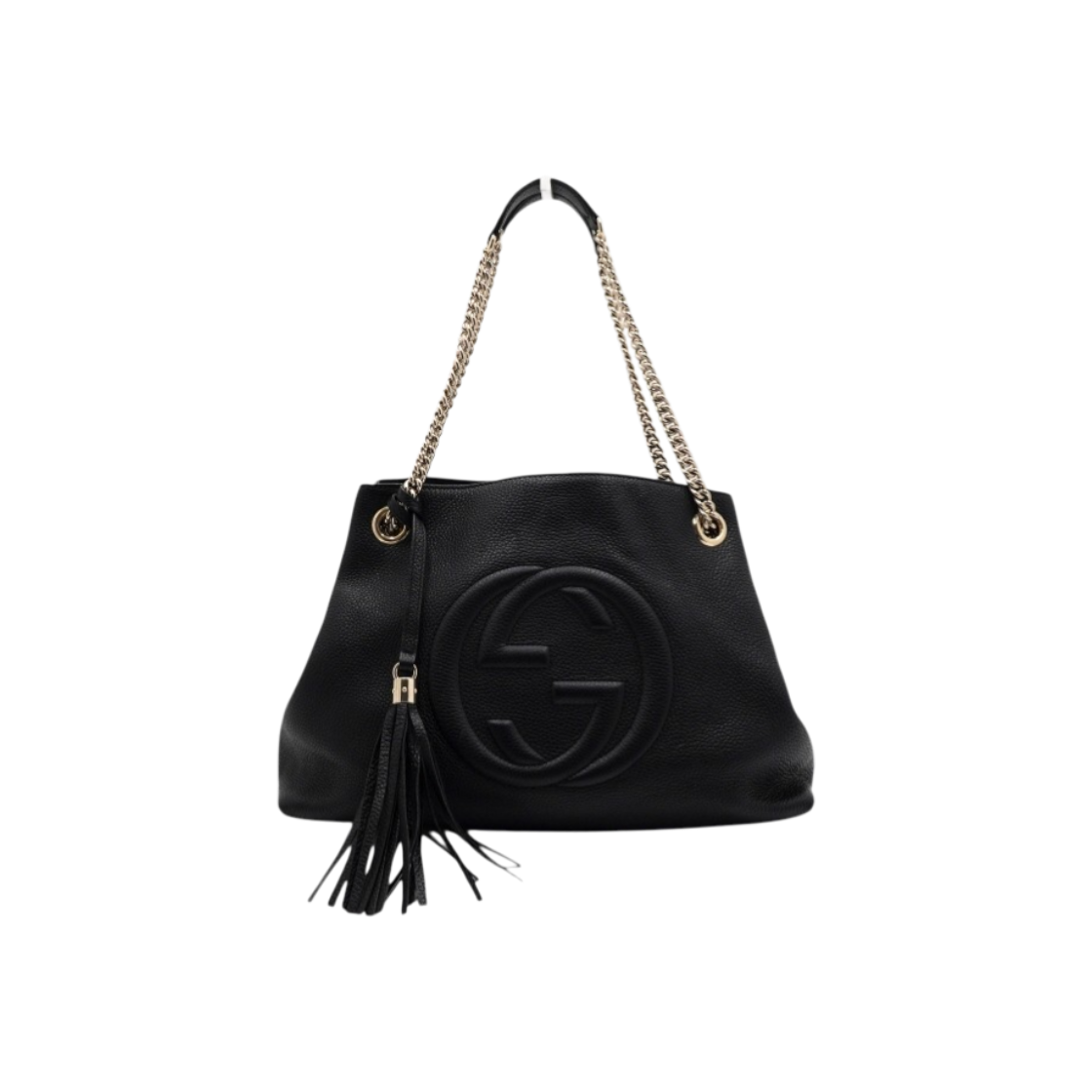 IT6NS9OI7DML Gucci 536196 GG Black Soho Tassel Gold Chain Shoulder Bag