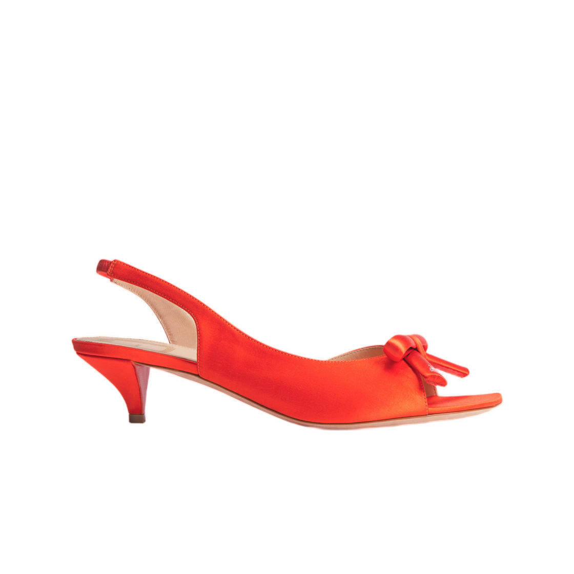 (W) 디올 보우 힐 슬링백 샌들 사틴 루즈 꼬라이유((W) Dior Bow Heeled Slingback Sandal Satin Rouge Corail) - 1