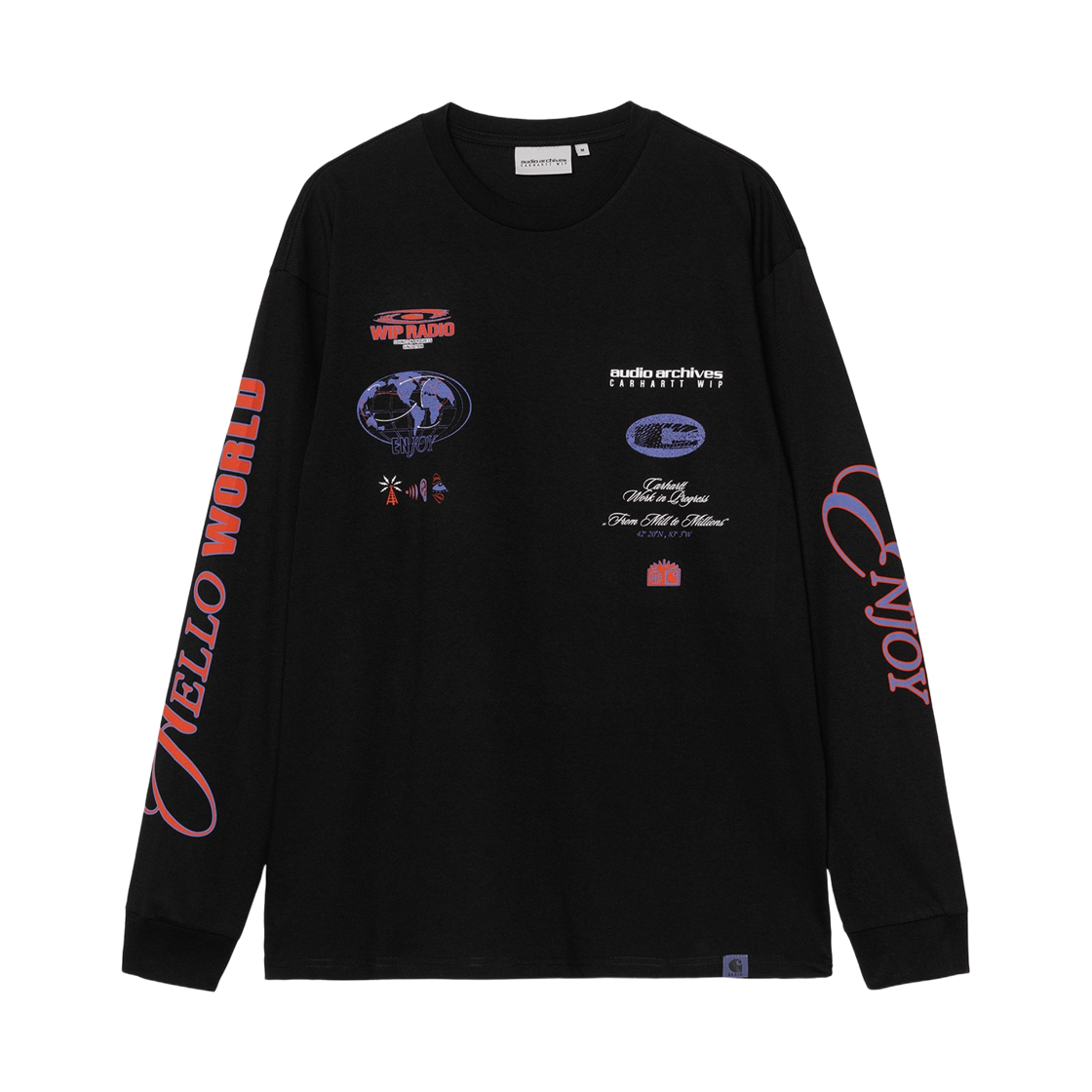 칼하트 WIP x 오디오 아카이브스 롱슬리브 티셔츠 블랙(Carhartt WIP x Audio Archives Long Sleeve T-Shirt Black)
