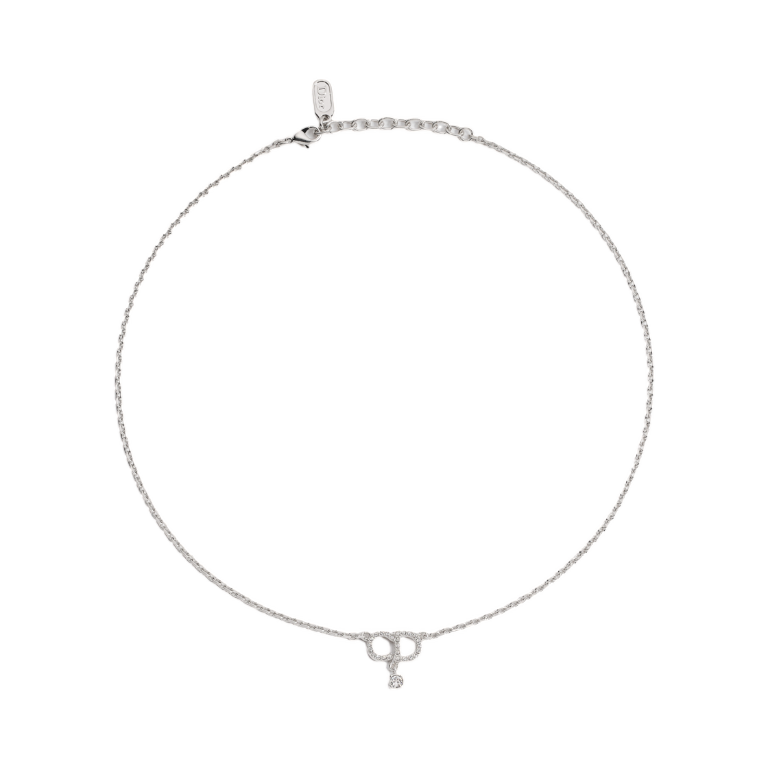 N3688WOMCY-D001 (W) Dior CD Signature Necklace Finish Metal And Crystals Silver