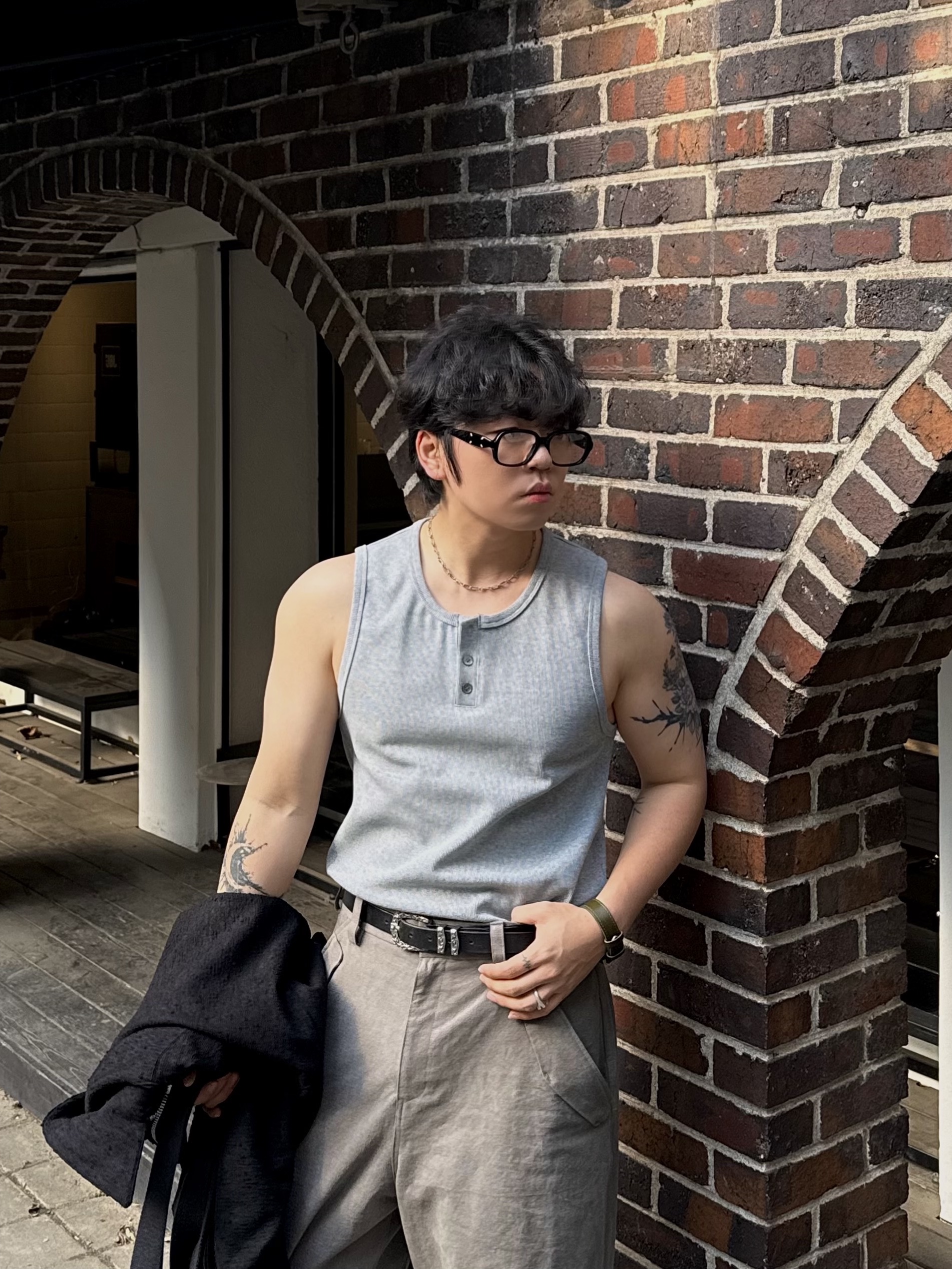 Gentle Monster x Maison Margiela MM114 Black Clear, Balenciaga Tractor Loafers Black 착용 스타일 - 8